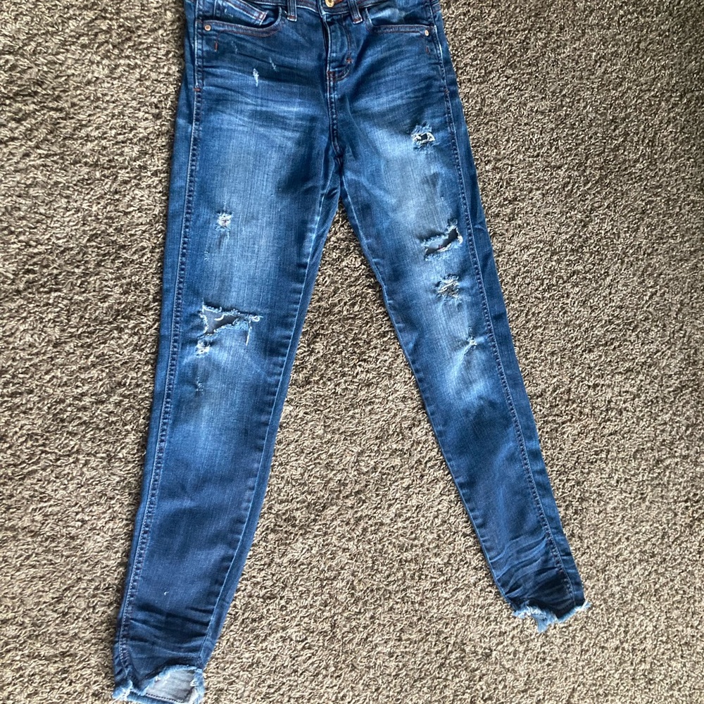 Zara Blue Skinny Jeans with Distressed Details